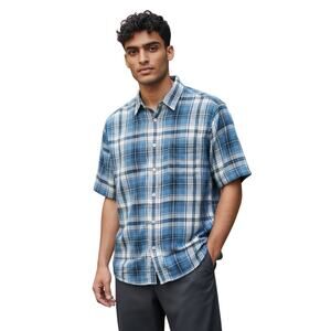 ROWM The Drifter Blue Plaid Short Sleeve Button-Down Western Cotton Shirt Size S